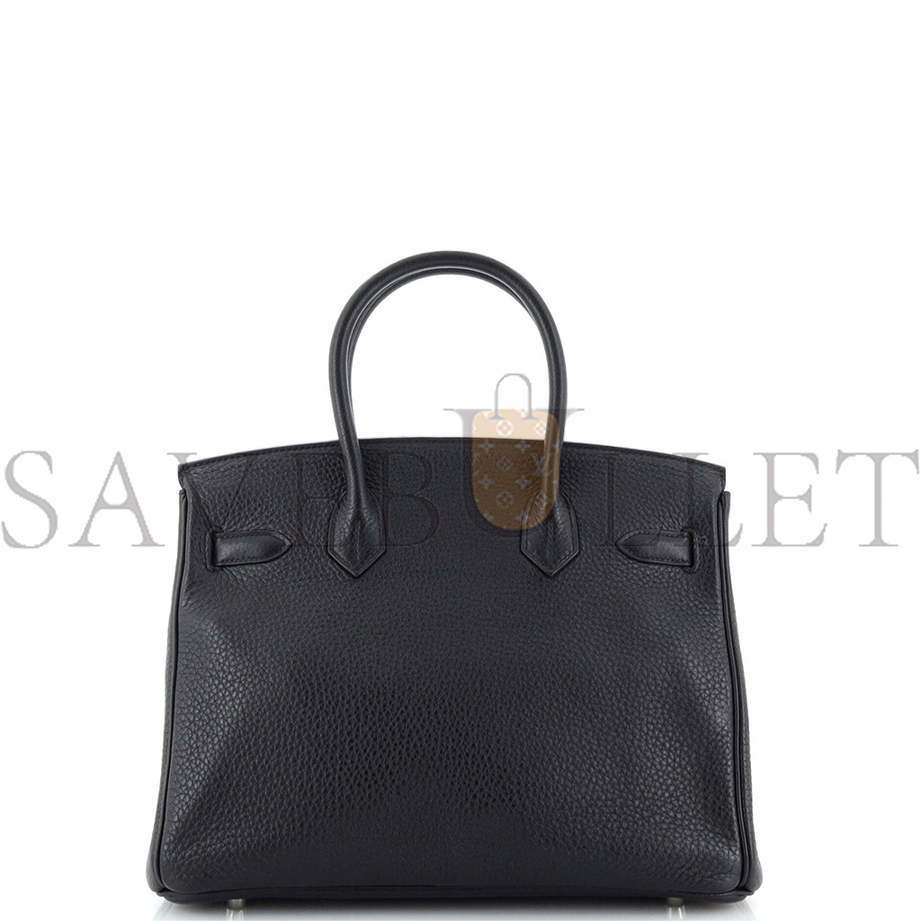 HERMES BIRKIN HANDBAG NOIR CLEMENCE WITH PALLADIUM HARDWARE 30 251787 (30cm)